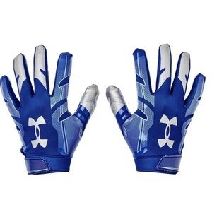 Under Armour UA F8 Vibrant Blue and Silver Football Gloves New Large
